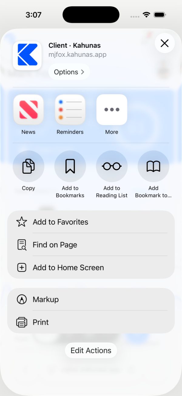 Adding the client app to the home screen